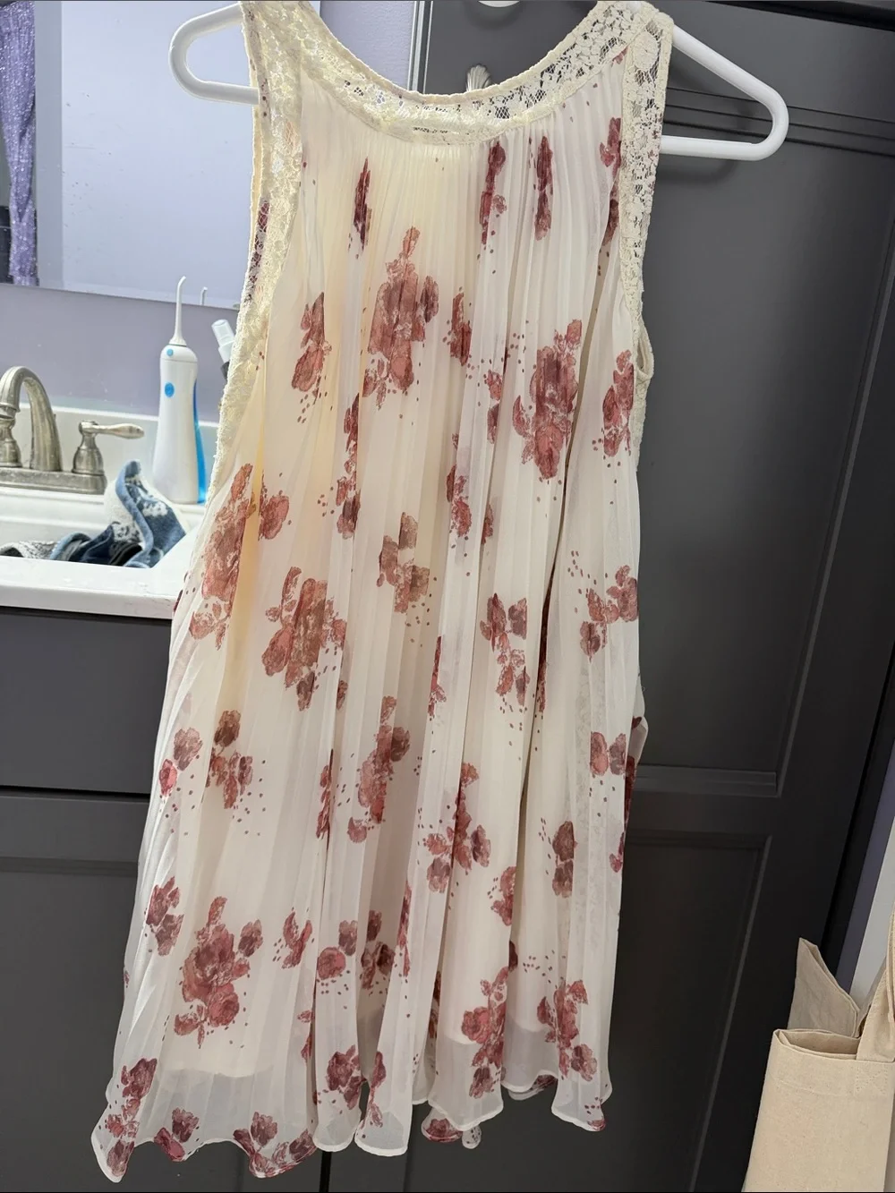 Free People Cream Midi Dress with Rose Print
